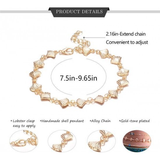 20PCS Boho Ocean Ankle Bracelets Beaded Shell Pearl Layered Beach Anklets For Women Foot Hand Chains Anklet Set Adjustable